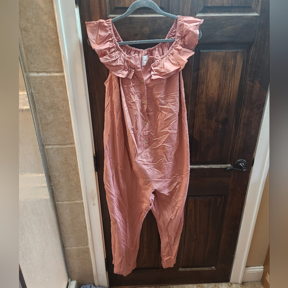 Hatch Pink Ruffled Jumpsuit